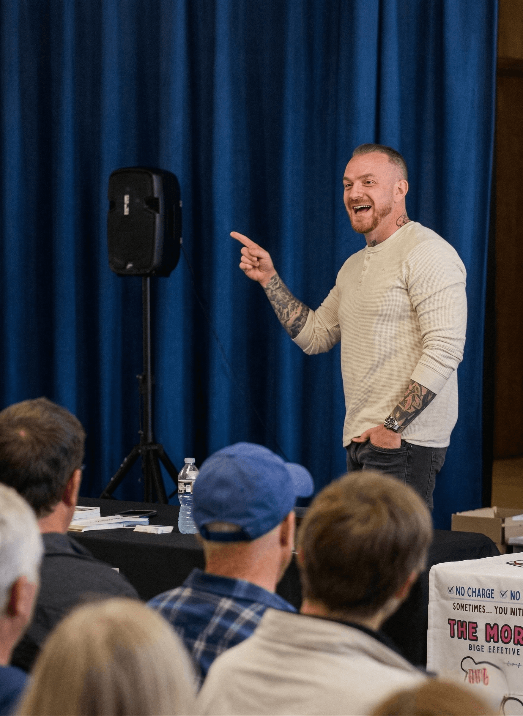 Daniel McGowan speaking at a community event
